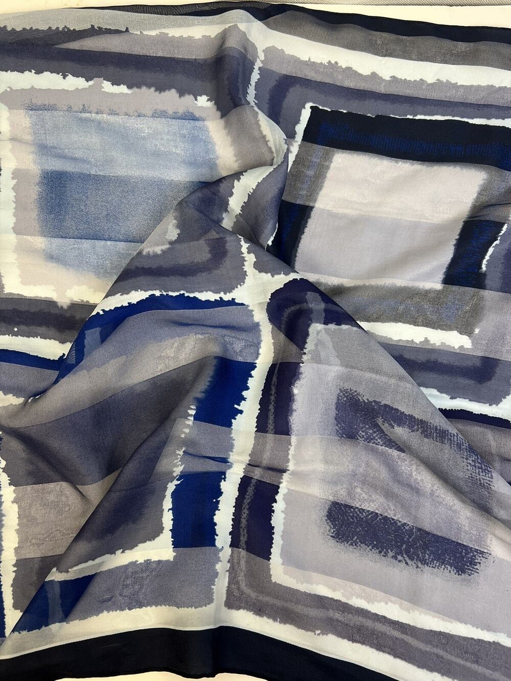 Symphony Scarfs 22" Square gray Black Abstract Semi Sheer Scarf Fashion Italy